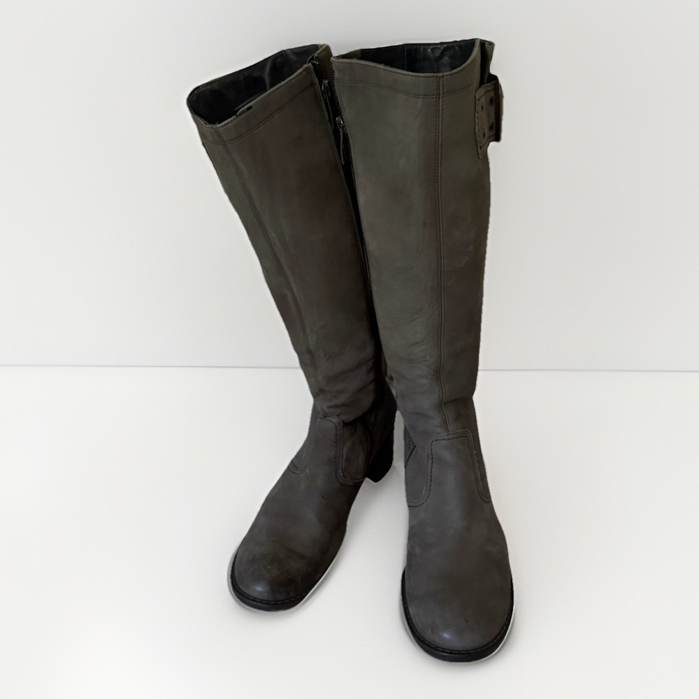 Paul Green Kendra Leather Knee High Boots Gray Womens 9.5 Riding